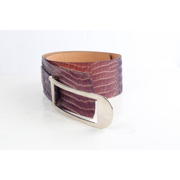 Purple Croco Embossed Leather Wide Waist Belt Size 90 Statement Classic main image 10